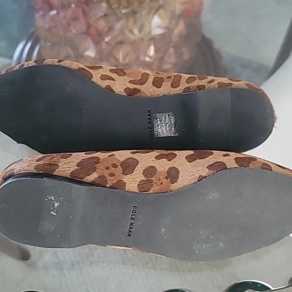 Cole Haan Women's Shoes 7B Brown Tan Leopard Skimmer Flat Leather Point Toe - Picture 7 of 12